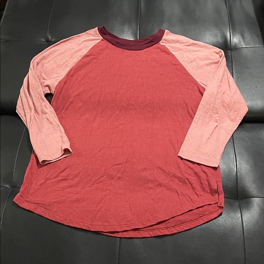 Old Navy Red and Pink Long Sleeve Raglan Tee